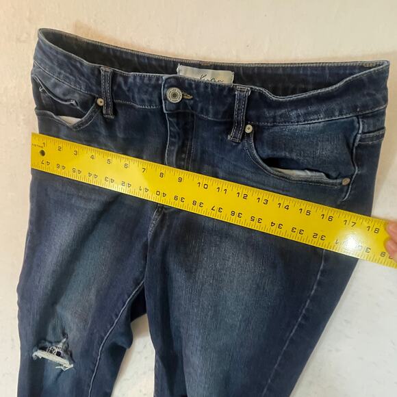 KanCan Skinny Blue Jeans Women Junior 13/30 Zip Ankle Ripped Knees Stretch Denim - Picture 10 of 12